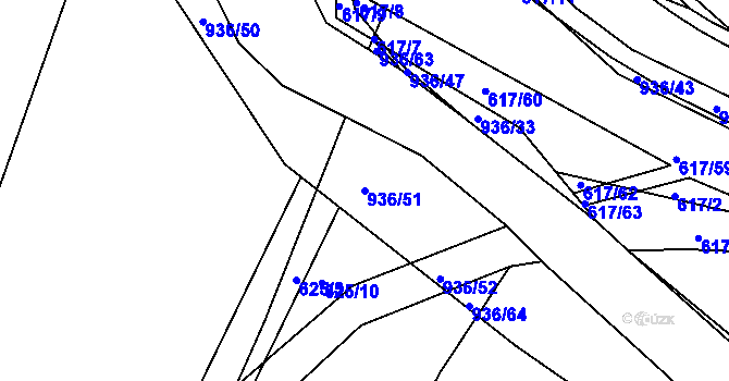 Parcela st. 936/51 v KÚ Vysoké Chvojno, Katastrální mapa