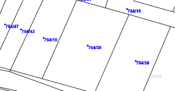 Parcela st. 754/38 v KÚ Vysoké Chvojno, Katastrální mapa