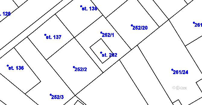 Parcela st. 262 v KÚ Vysoké Chvojno, Katastrální mapa