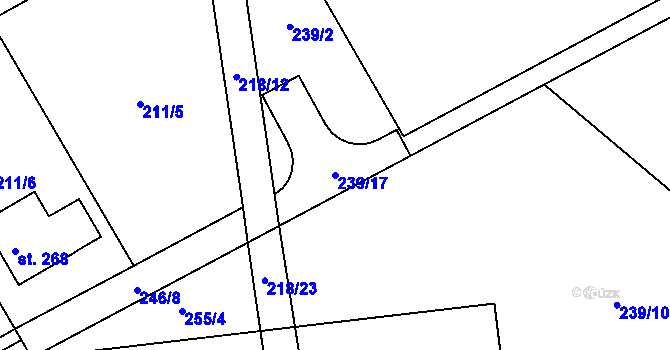 Parcela st. 239/17 v KÚ Vysoké Chvojno, Katastrální mapa