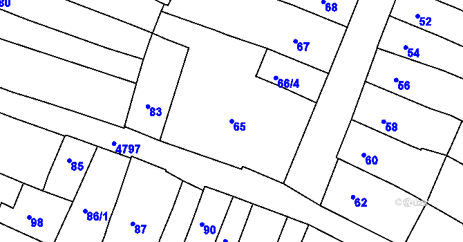 Parcela st. 65 v KÚ Vysoké Mýto, Katastrální mapa