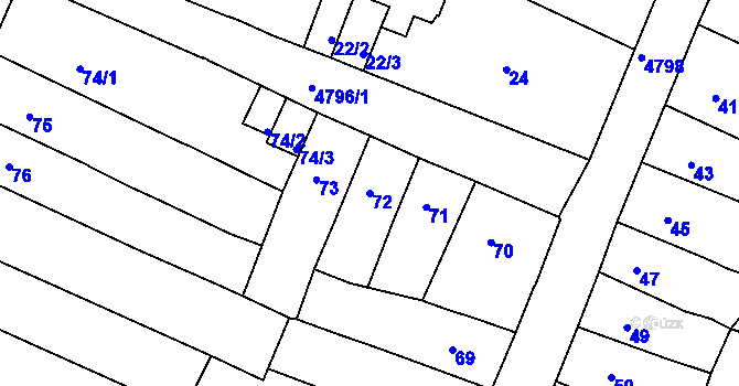 Parcela st. 72 v KÚ Vysoké Mýto, Katastrální mapa