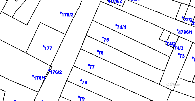 Parcela st. 76 v KÚ Vysoké Mýto, Katastrální mapa