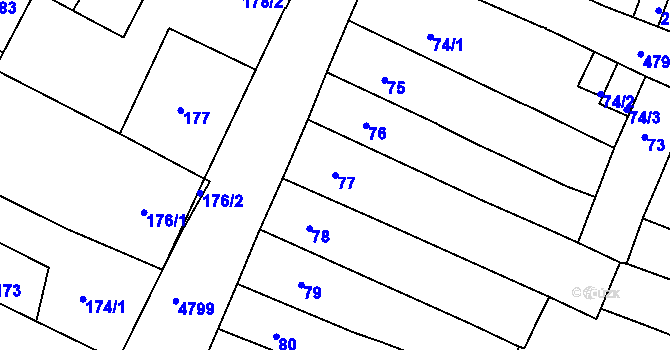 Parcela st. 77 v KÚ Vysoké Mýto, Katastrální mapa