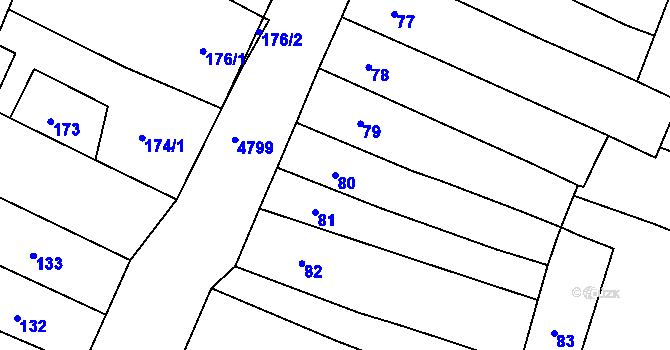 Parcela st. 80 v KÚ Vysoké Mýto, Katastrální mapa