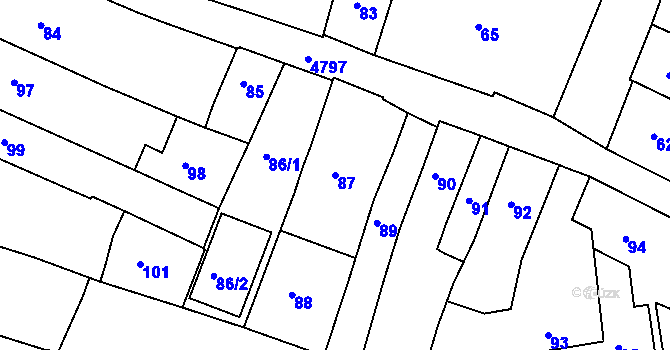 Parcela st. 87 v KÚ Vysoké Mýto, Katastrální mapa
