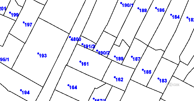 Parcela st. 190/2 v KÚ Vysoké Mýto, Katastrální mapa