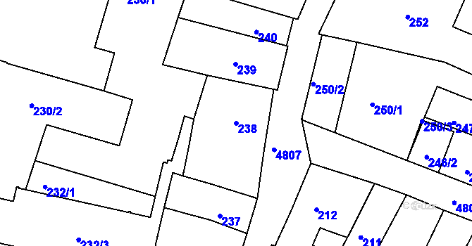 Parcela st. 238 v KÚ Vysoké Mýto, Katastrální mapa