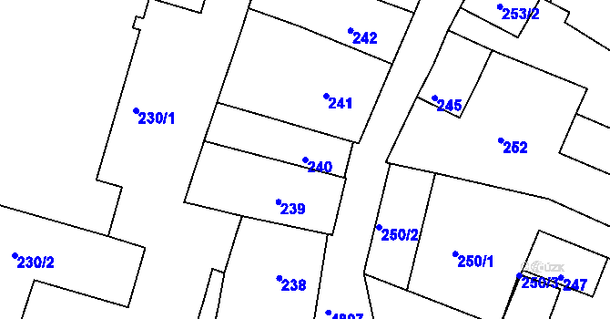 Parcela st. 240 v KÚ Vysoké Mýto, Katastrální mapa