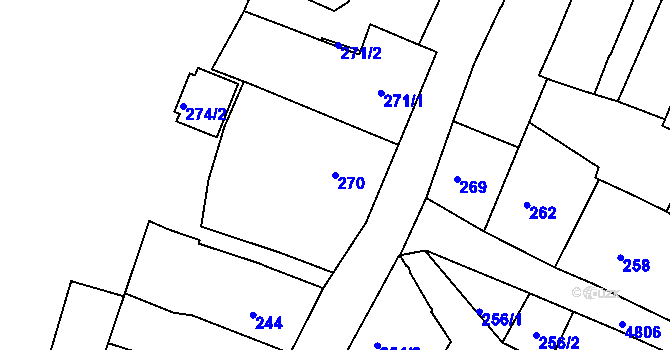 Parcela st. 270 v KÚ Vysoké Mýto, Katastrální mapa