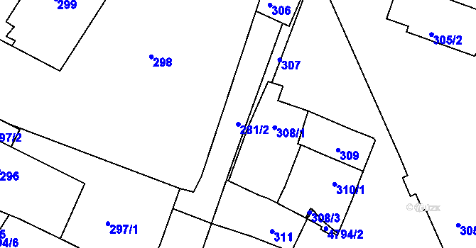 Parcela st. 281/2 v KÚ Vysoké Mýto, Katastrální mapa