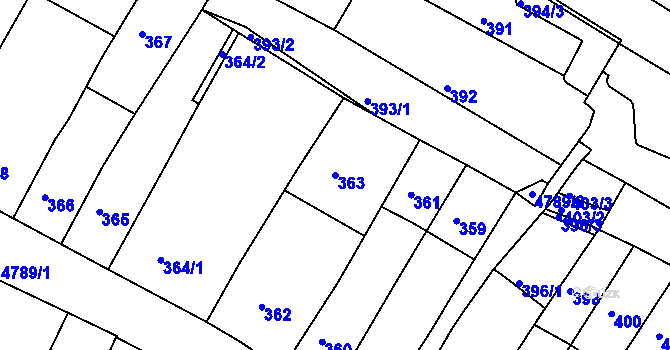 Parcela st. 363 v KÚ Vysoké Mýto, Katastrální mapa
