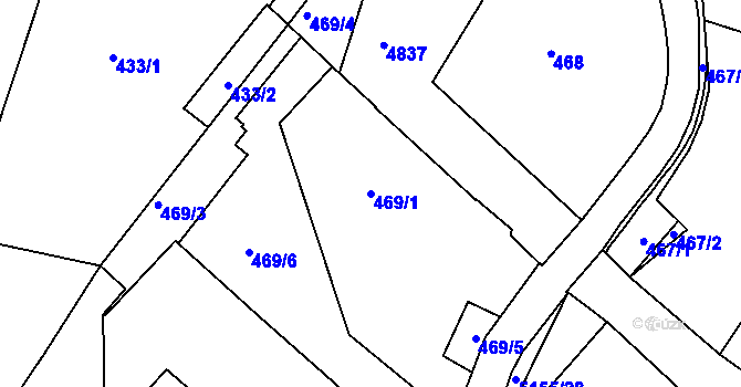 Parcela st. 469/1 v KÚ Vysoké Mýto, Katastrální mapa
