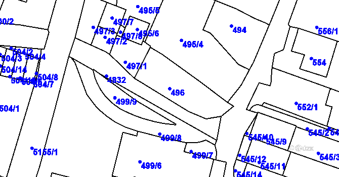 Parcela st. 496 v KÚ Vysoké Mýto, Katastrální mapa