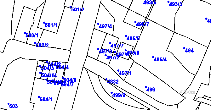 Parcela st. 497/2 v KÚ Vysoké Mýto, Katastrální mapa