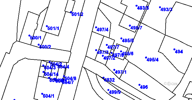 Parcela st. 497/3 v KÚ Vysoké Mýto, Katastrální mapa