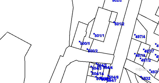Parcela st. 500/1 v KÚ Vysoké Mýto, Katastrální mapa