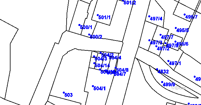 Parcela st. 504/2 v KÚ Vysoké Mýto, Katastrální mapa