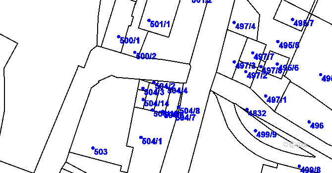 Parcela st. 504/4 v KÚ Vysoké Mýto, Katastrální mapa