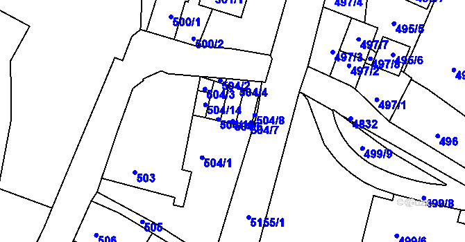 Parcela st. 504/6 v KÚ Vysoké Mýto, Katastrální mapa