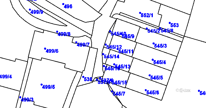 Parcela st. 545/14 v KÚ Vysoké Mýto, Katastrální mapa