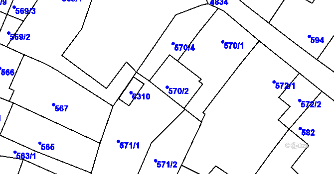 Parcela st. 570/2 v KÚ Vysoké Mýto, Katastrální mapa