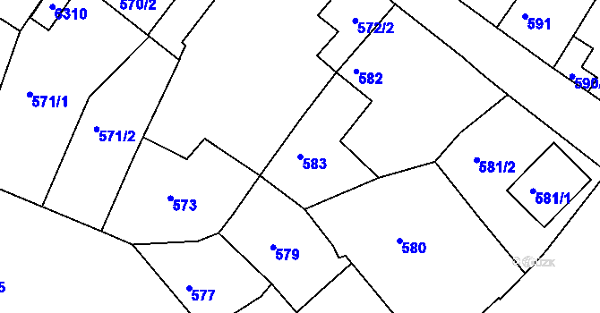 Parcela st. 583 v KÚ Vysoké Mýto, Katastrální mapa
