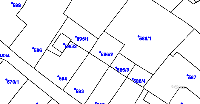 Parcela st. 586/2 v KÚ Vysoké Mýto, Katastrální mapa