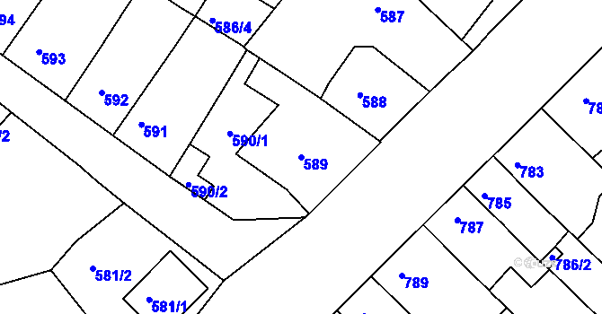 Parcela st. 589 v KÚ Vysoké Mýto, Katastrální mapa