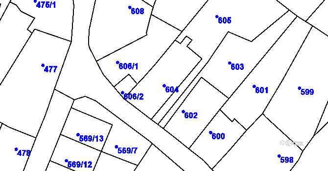 Parcela st. 604 v KÚ Vysoké Mýto, Katastrální mapa