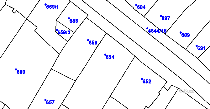 Parcela st. 654 v KÚ Vysoké Mýto, Katastrální mapa