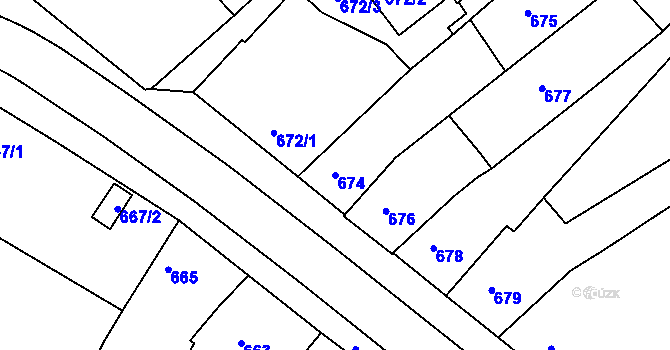 Parcela st. 674 v KÚ Vysoké Mýto, Katastrální mapa