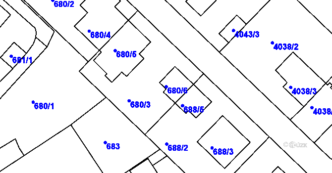 Parcela st. 680/6 v KÚ Vysoké Mýto, Katastrální mapa