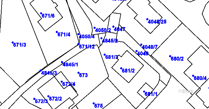 Parcela st. 681/3 v KÚ Vysoké Mýto, Katastrální mapa