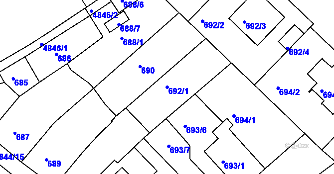 Parcela st. 692/1 v KÚ Vysoké Mýto, Katastrální mapa