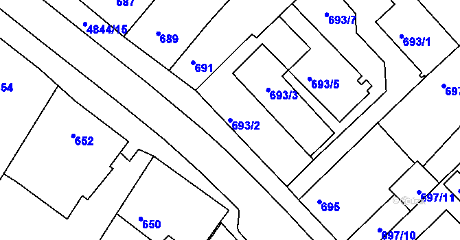 Parcela st. 693/2 v KÚ Vysoké Mýto, Katastrální mapa