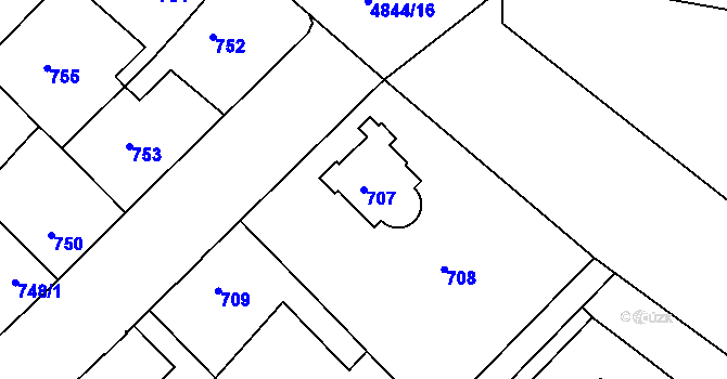 Parcela st. 707 v KÚ Vysoké Mýto, Katastrální mapa