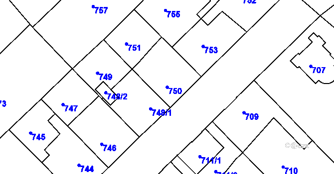 Parcela st. 750 v KÚ Vysoké Mýto, Katastrální mapa