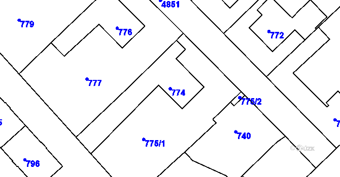 Parcela st. 774 v KÚ Vysoké Mýto, Katastrální mapa