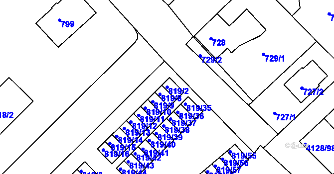 Parcela st. 819/2 v KÚ Vysoké Mýto, Katastrální mapa