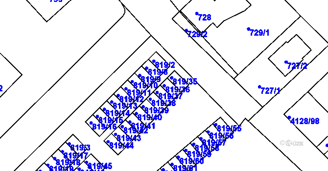 Parcela st. 819/36 v KÚ Vysoké Mýto, Katastrální mapa