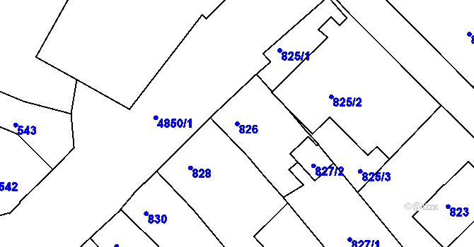 Parcela st. 826 v KÚ Vysoké Mýto, Katastrální mapa