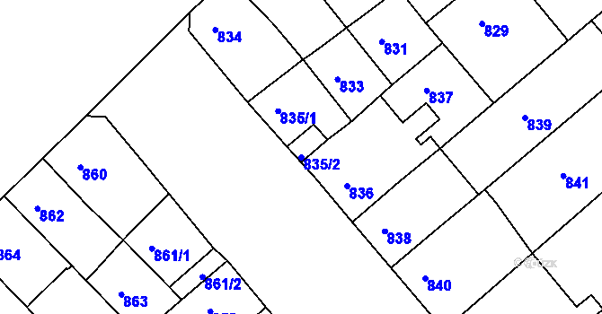 Parcela st. 835/2 v KÚ Vysoké Mýto, Katastrální mapa