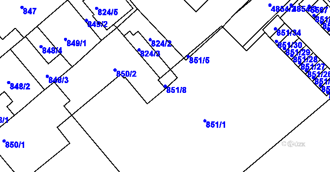 Parcela st. 851/8 v KÚ Vysoké Mýto, Katastrální mapa