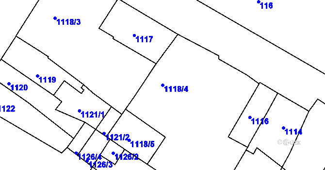 Parcela st. 1118/4 v KÚ Vysoké Mýto, Katastrální mapa