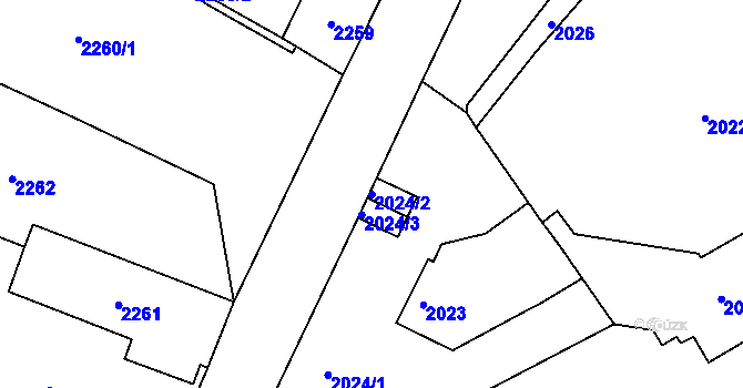 Parcela st. 2024/2 v KÚ Vysoké Mýto, Katastrální mapa