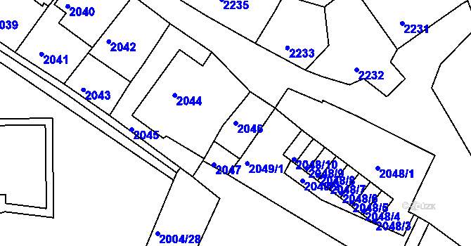 Parcela st. 2046 v KÚ Vysoké Mýto, Katastrální mapa