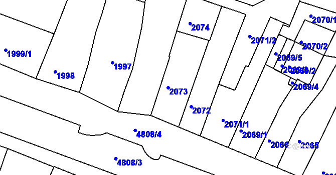 Parcela st. 2073 v KÚ Vysoké Mýto, Katastrální mapa