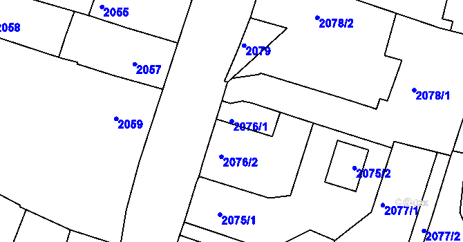 Parcela st. 2076/1 v KÚ Vysoké Mýto, Katastrální mapa