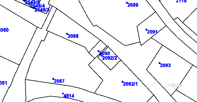 Parcela st. 2090 v KÚ Vysoké Mýto, Katastrální mapa